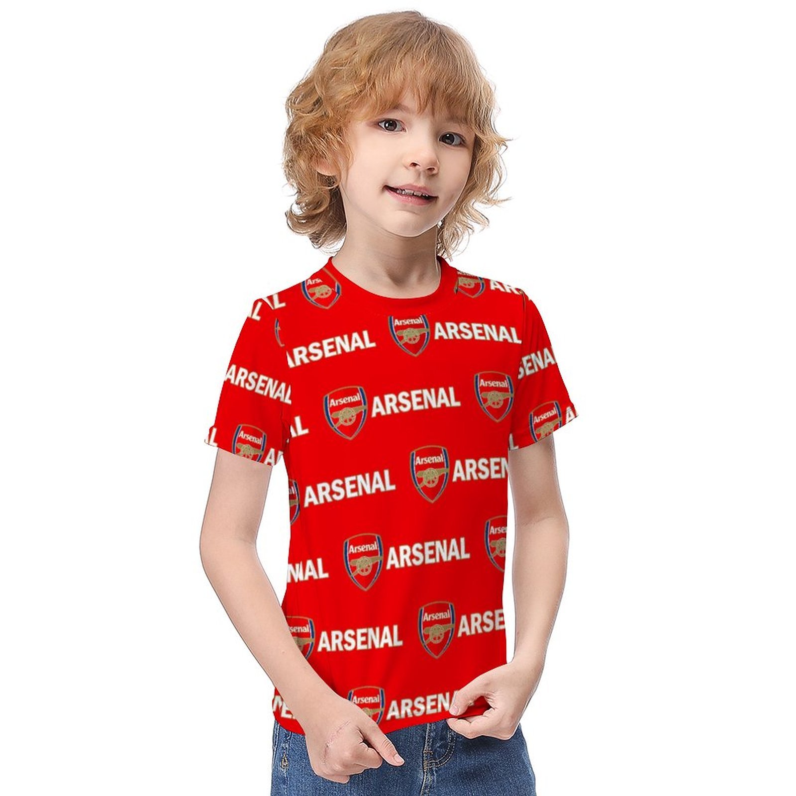 Arsenal Jungen Mädchen Kurzarm 3D-Druck T-Shirt Rundhals-Sommerhemd Tops Arsenal Jungen Mädchen Kurzarm 3D-Druck T-Shirt Rundhals-Sommerhemd Tops