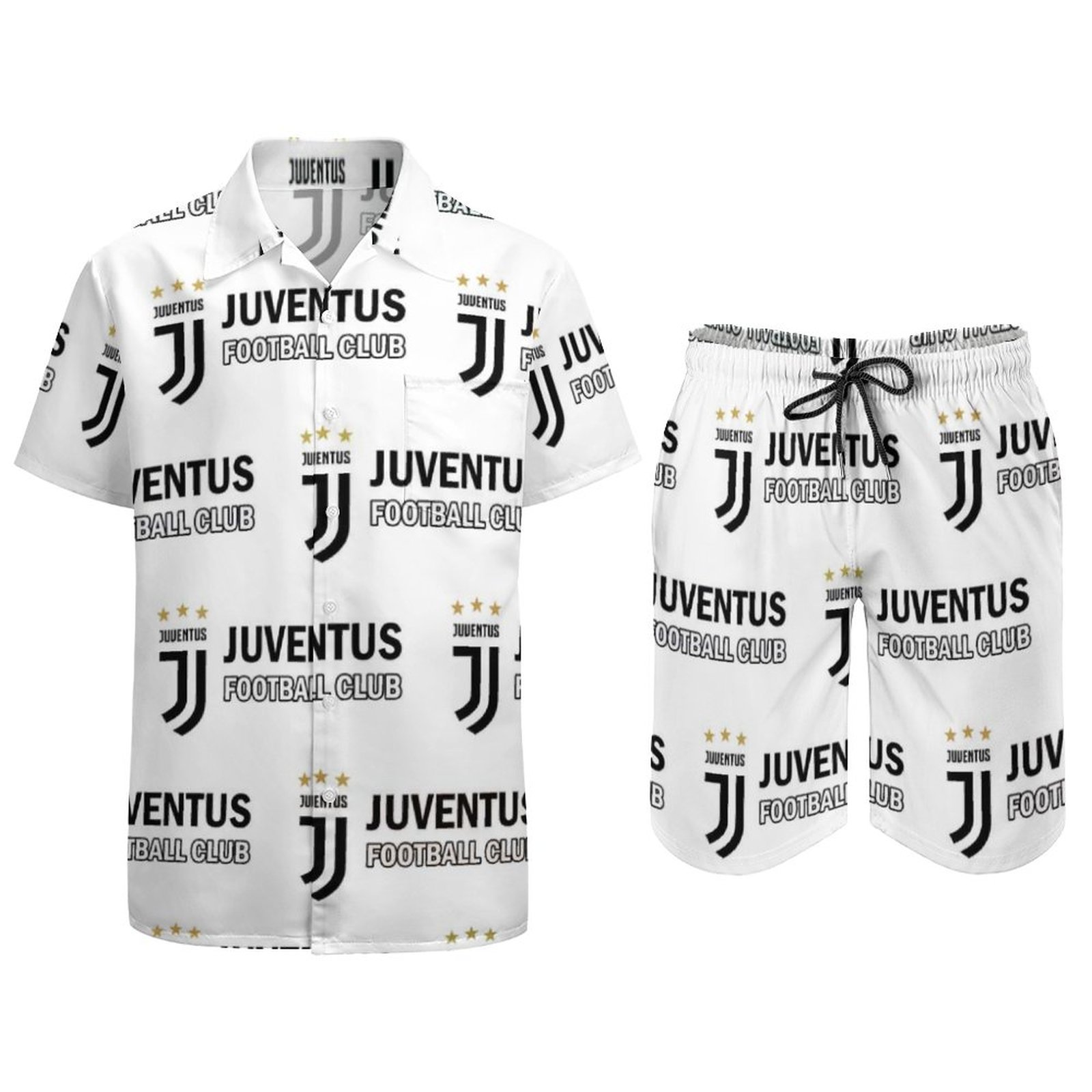 Juventus FC Lässiges Strandbekleidungsset Kurzärmeliges Hemd Plus Strandhose Juventus FC Lässiges Strandbekleidungsset Kurzärmeliges Hemd Plus Strandhose
