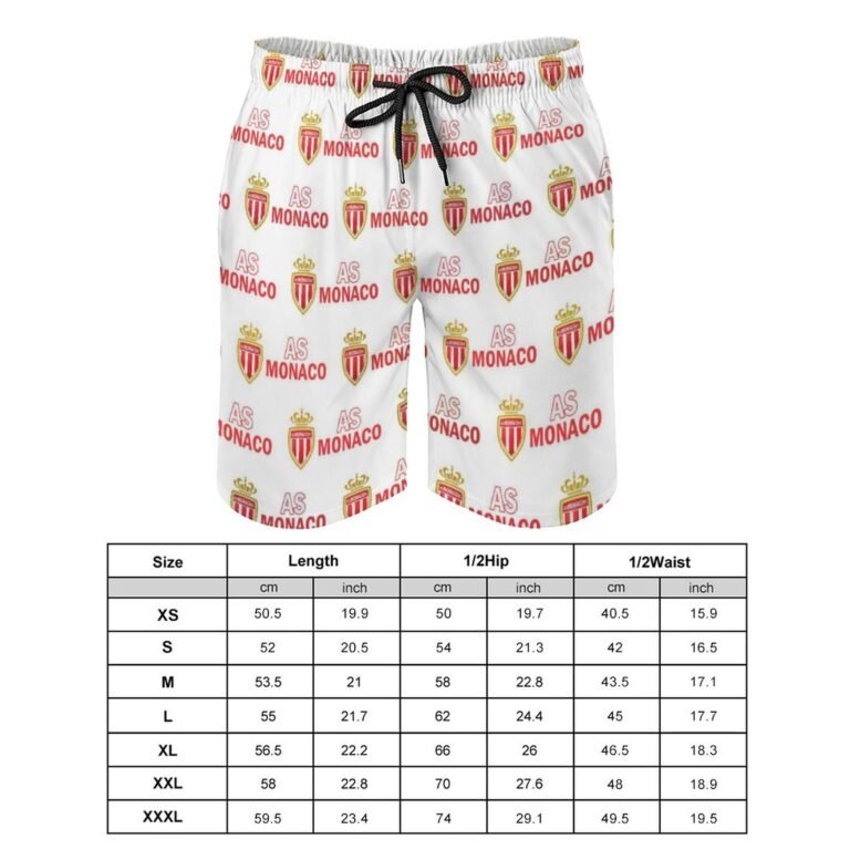 AS Monaco Herren Badehose Schnelltrocknende Strandshorts Mit Tasche Kordelzug Shorts