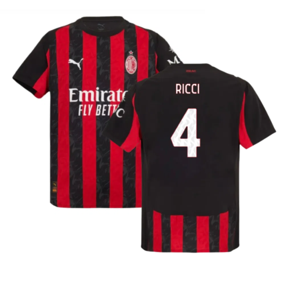 AC Mailand Samuele Ricci 4 Home Trikot 2025-2026 AC Mailand Samuele Ricci 4 Home Trikot 2025-2026