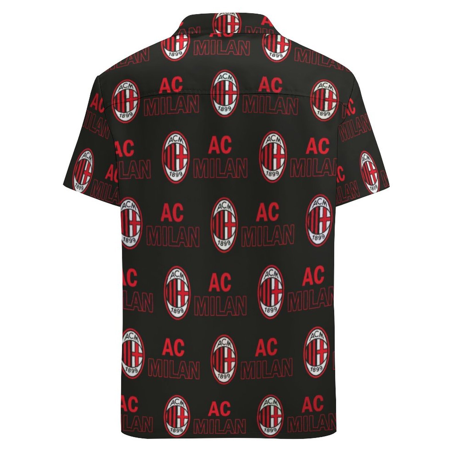 AC Mailand Kurzärmelige Herrenhemden, Passform Sommer Kurzarm Casual Button-Down Hemden AC Mailand Kurzärmelige Herrenhemden, Passform Sommer Kurzarm Casual Button-Down Hemden