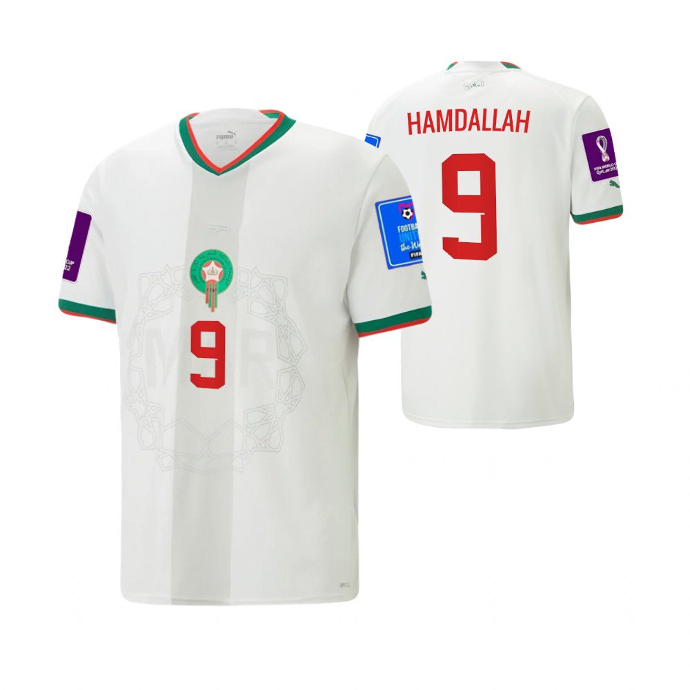 Marokko Abderrazak Hamdallah 9 Away Trikot WM 2022 Marokko Abderrazak Hamdallah 9 Away Trikot WM 2022