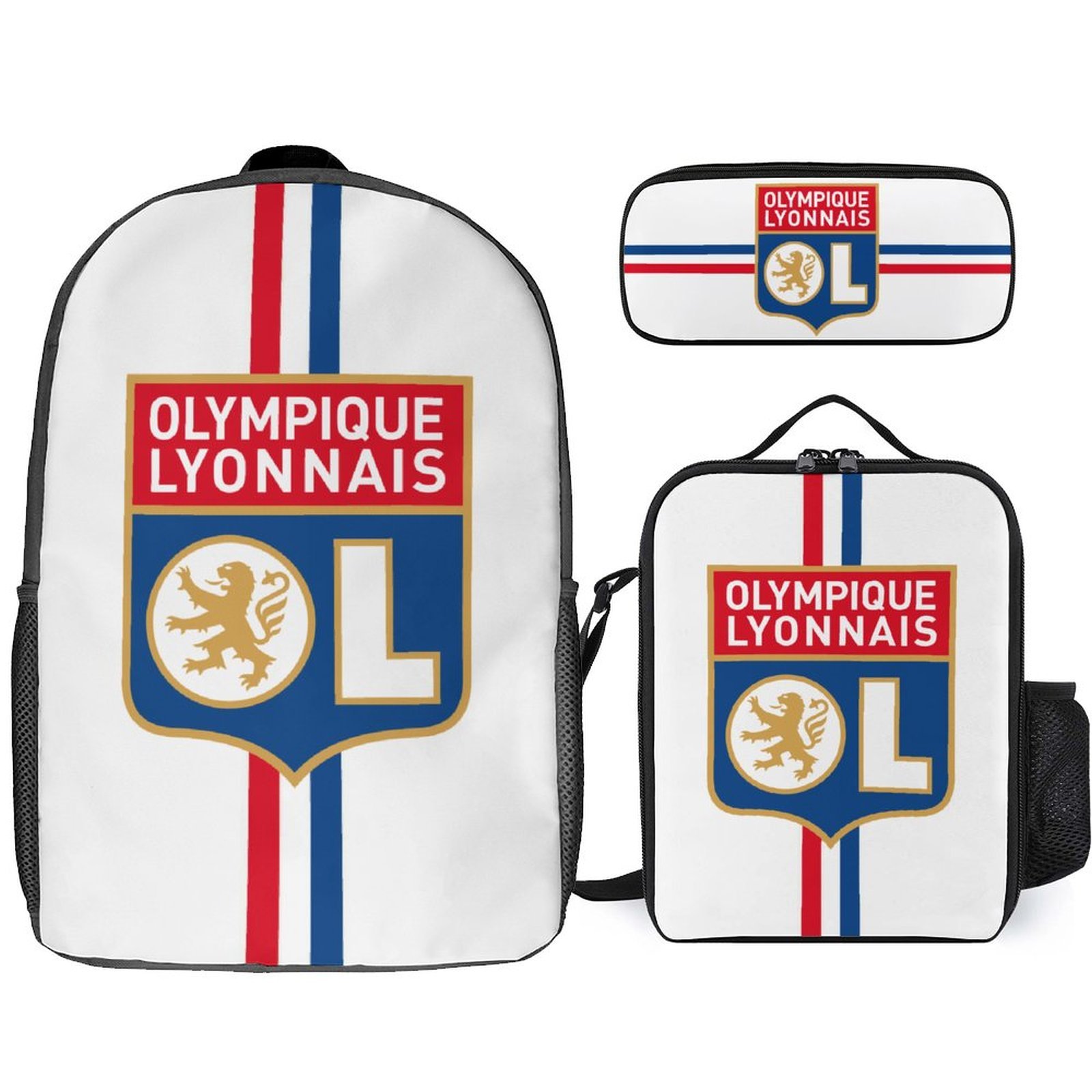 Olympique Lyonnais Student Schulranzen Lunchbag Stifttasche Kombination Olympique Lyonnais Student Schulranzen Lunchbag Stifttasche Kombination
