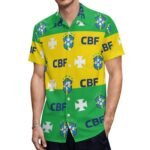 Brasilien Kurzärmelige Herrenhemden, Passform Sommer Kurzarm Casual Button-Down Hemden