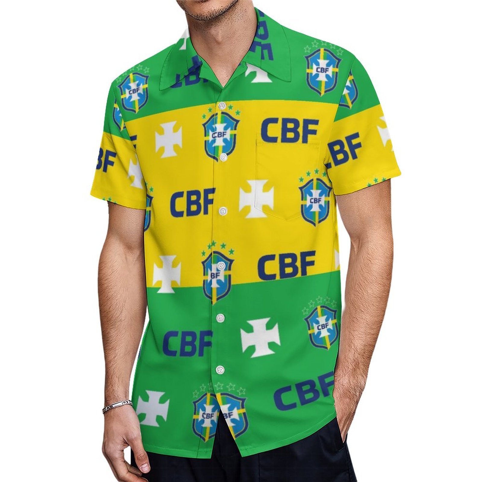 Brasilien Kurzärmelige Herrenhemden, Passform Sommer Kurzarm Casual Button-Down Hemden Brasilien Kurzärmelige Herrenhemden, Passform Sommer Kurzarm Casual Button-Down Hemden