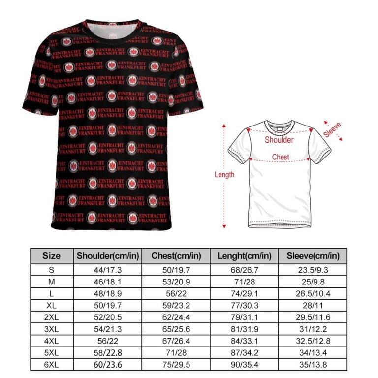 Eintracht Frankfurt Unisex 3D Vollständig Druck Kurzarm T-Shirts Beiläufige Tee Tops