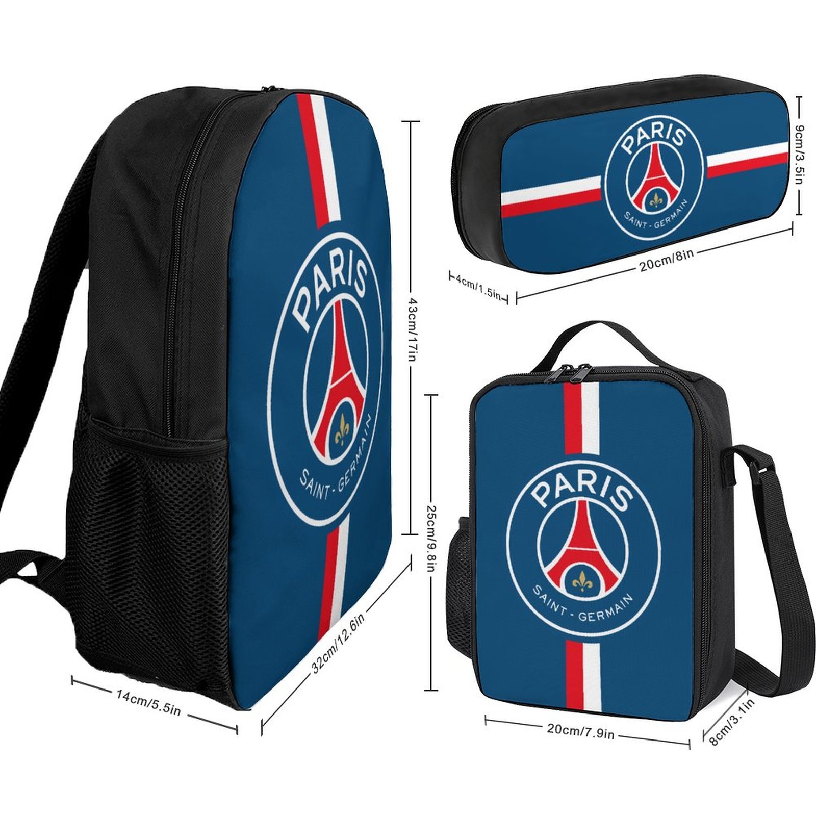 Paris Saint-Germain Student Schulranzen Lunchbag Stifttasche Kombination Paris Saint-Germain Student Schulranzen Lunchbag Stifttasche Kombination