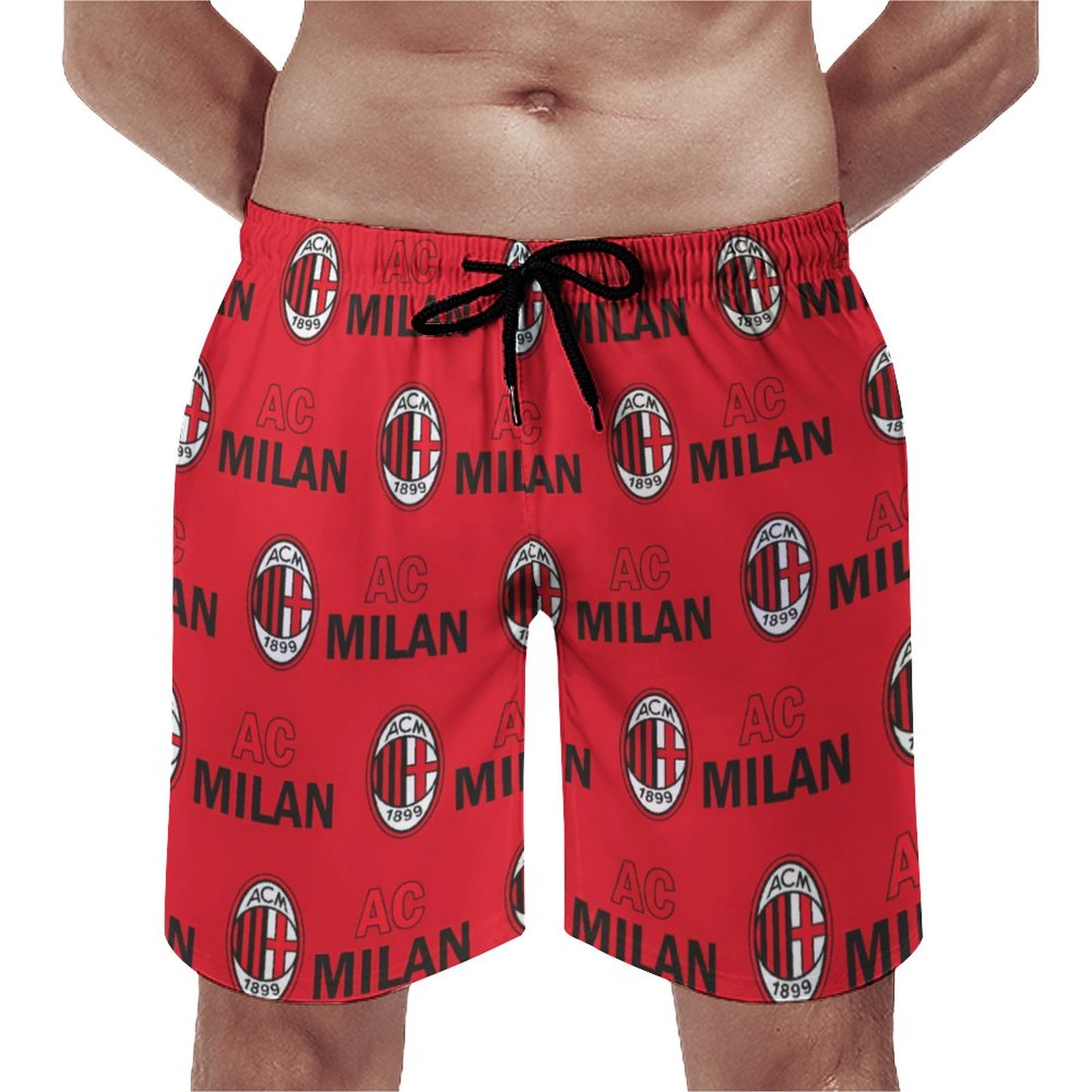 AC Mailand Herren Badehose Schnelltrocknende Strandshorts Mit Tasche Kordelzug Shorts AC Mailand Herren Badehose Schnelltrocknende Strandshorts Mit Tasche Kordelzug Shorts