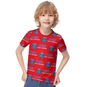 Paris Saint-Germain Jungen Mädchen Kurzarm 3D-Druck T-Shirt Rundhals-Sommerhemd Tops