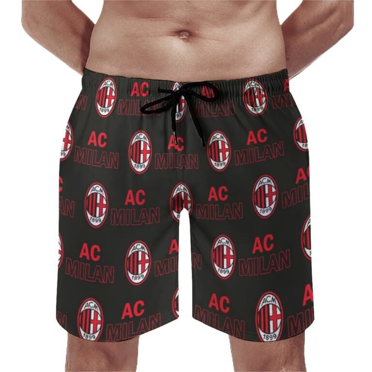 AC Mailand Herren Badehose Schnelltrocknende Strandshorts Mit Tasche Kordelzug Shorts