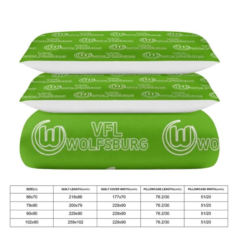 VfL Wolfsburg Bettwäscheset 3 Stück Kinder Erwachsene Steppdeckenbezug Steppdeckenbezug Multi Size Laken Set