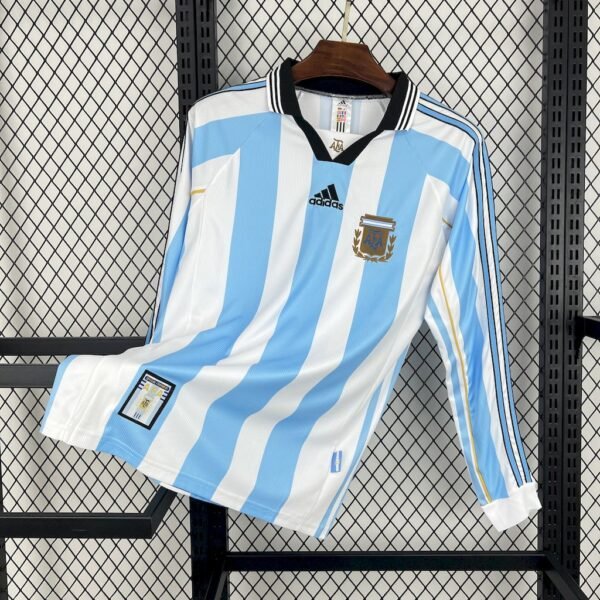 Argentinien Langarm Home Retro Trikot WM 1998