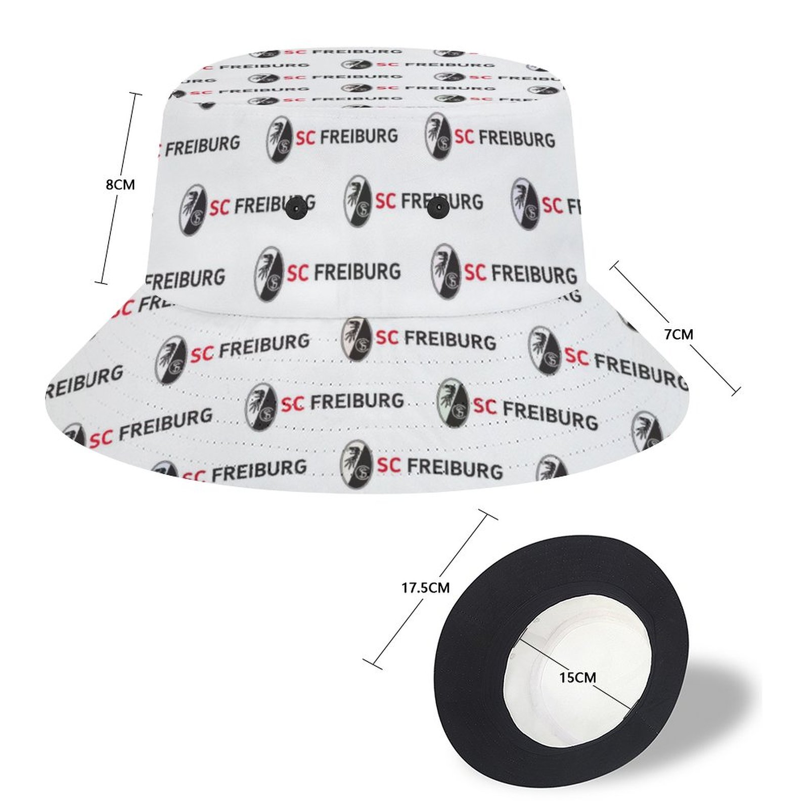 SC Freiburg Karomuster Sommer Sonnenhut Reversible Bucket Hat SC Freiburg Karomuster Sommer Sonnenhut Reversible Bucket Hat