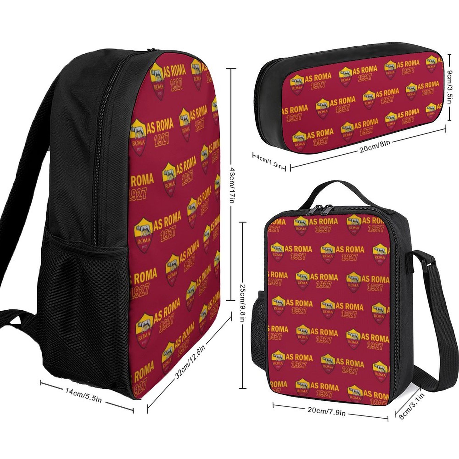 AS Rom Student Schulranzen Lunchbag Stifttasche Kombination AS Rom Student Schulranzen Lunchbag Stifttasche Kombination