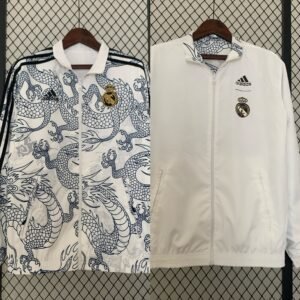 Real Madrid Beidseitig Verwendbar Anthem Jacke 2023-2024 - Weiß Drache