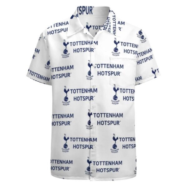 Tottenham Hotspur Kurzärmelige Herrenhemden, Passform Sommer Kurzarm Casual Button-Down Hemden