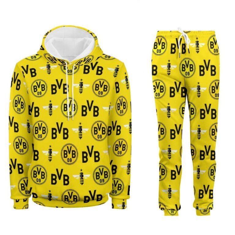 Borussia Dortmund Lässiges Sweatshirt-Set 2 Sätze Kapuzen-Sweatpants