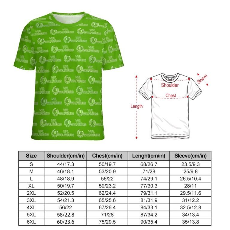 VfL Wolfsburg Unisex 3D Vollständig Druck Kurzarm T-Shirts Beiläufige Tee Tops