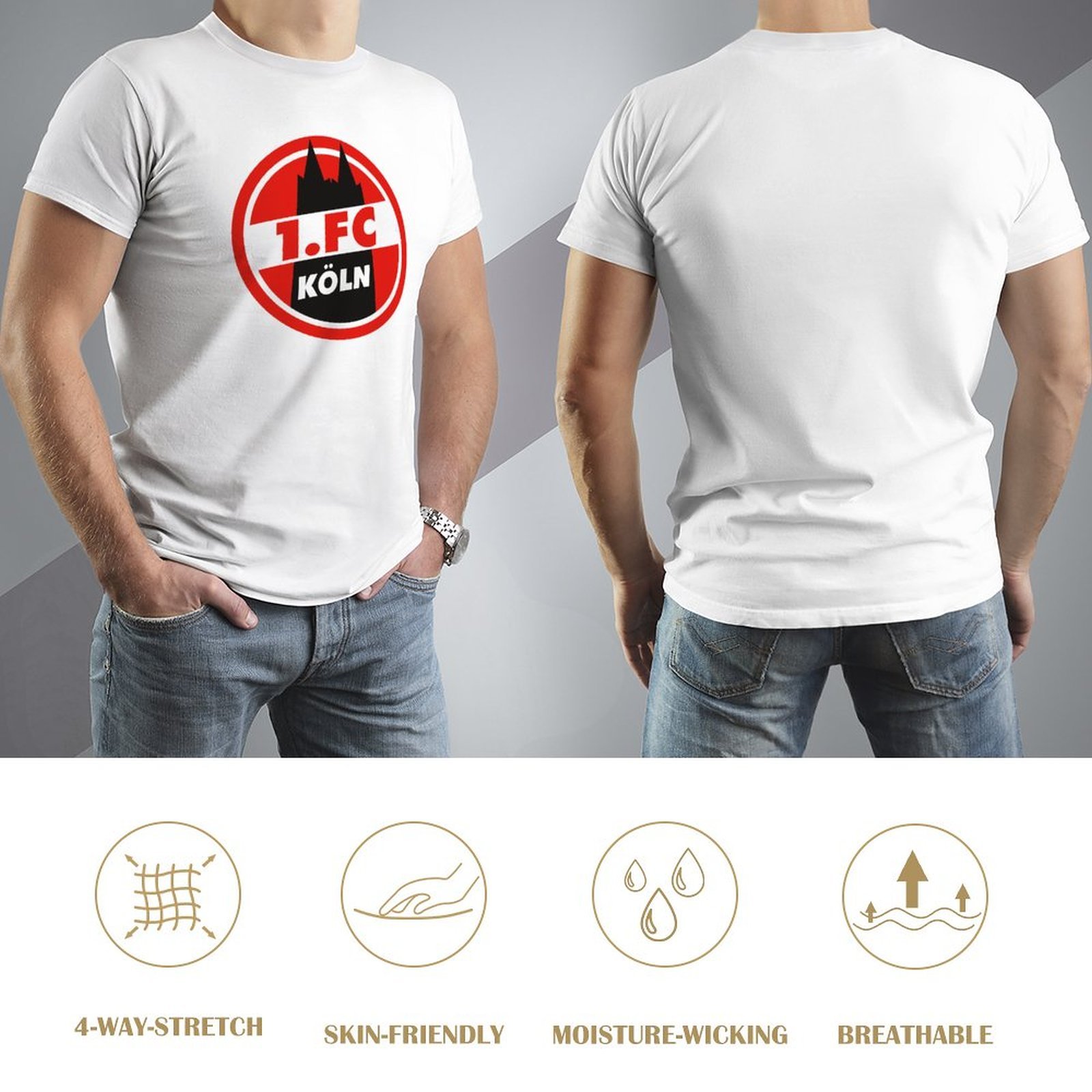 FC Köln Core Stretch Slim Cneck Gildan Tee T-Shirt Herren FC Köln Core Stretch Slim Cneck Gildan Tee T-Shirt Herren
