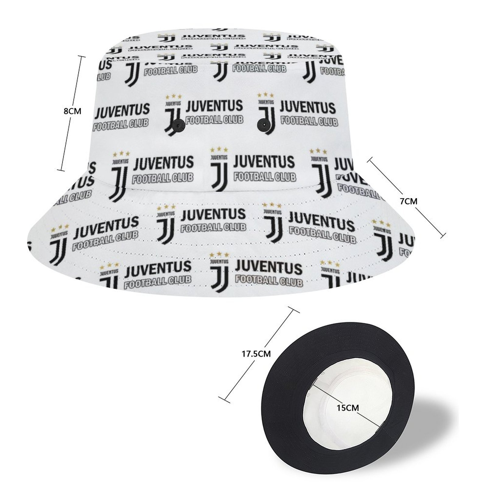 Juventus FC Karomuster Sommer Sonnenhut Reversible Bucket Hat Juventus FC Karomuster Sommer Sonnenhut Reversible Bucket Hat