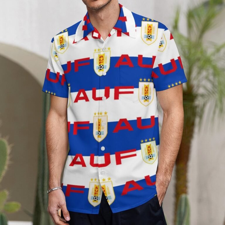 Uruguay Kurzärmelige Herrenhemden, Passform Sommer Kurzarm Casual Button-Down Hemden