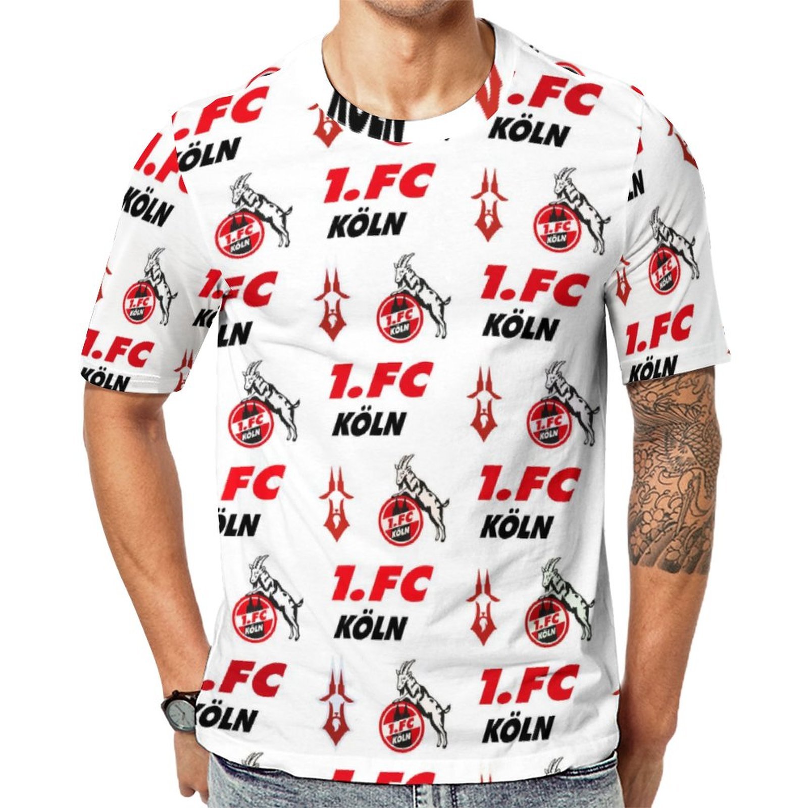 FC Köln 3D Vollständig Druck Kurzarm T-Shirts Beiläufige Tee Tops FC Köln 3D Vollständig Druck Kurzarm T-Shirts Beiläufige Tee Tops