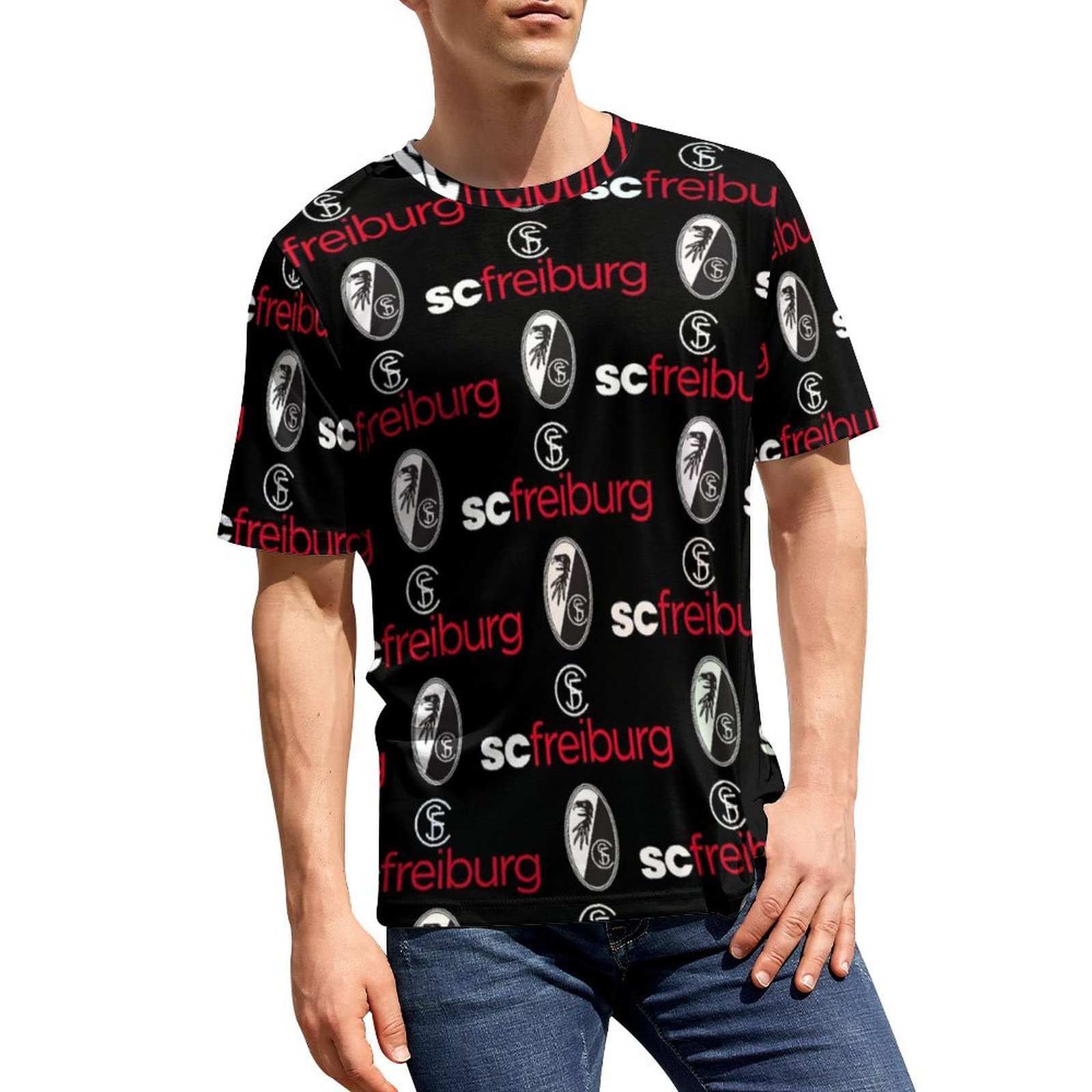 SC Freiburg 3D Vollständig Druck Kurzarm T-Shirts Beiläufige Tee Tops SC Freiburg 3D Vollständig Druck Kurzarm T-Shirts Beiläufige Tee Tops