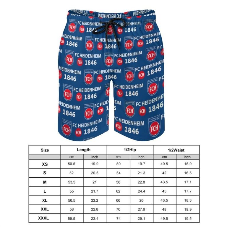 FC Heidenheim Herren Badehose Schnelltrocknende Strandshorts Mit Tasche Kordelzug Shorts