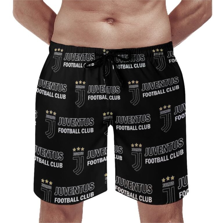 Juventus FC Herren Badehose Schnelltrocknende Strandshorts Mit Tasche Kordelzug Shorts