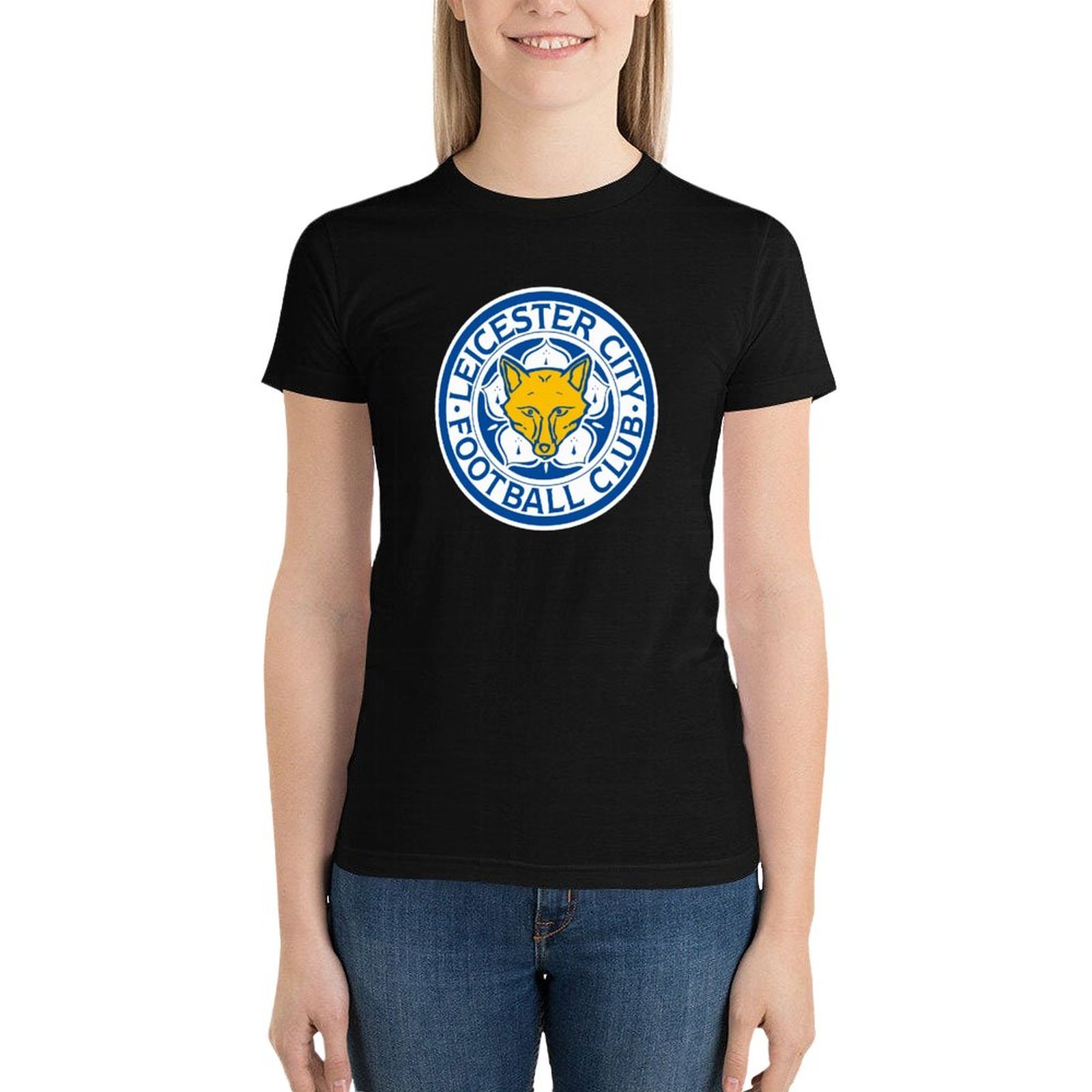 Leicester City Damen Kurzarm Rundhals T-Shirt Casual Sommer Tops Leicester City Damen Kurzarm Rundhals T-Shirt Casual Sommer Tops