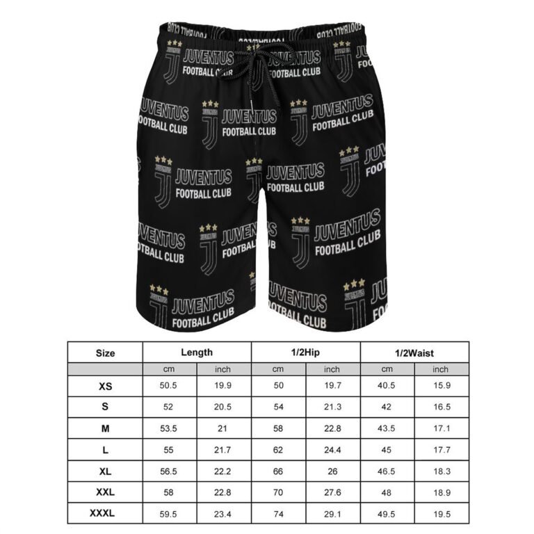Juventus FC Herren Badehose Schnelltrocknende Strandshorts Mit Tasche Kordelzug Shorts