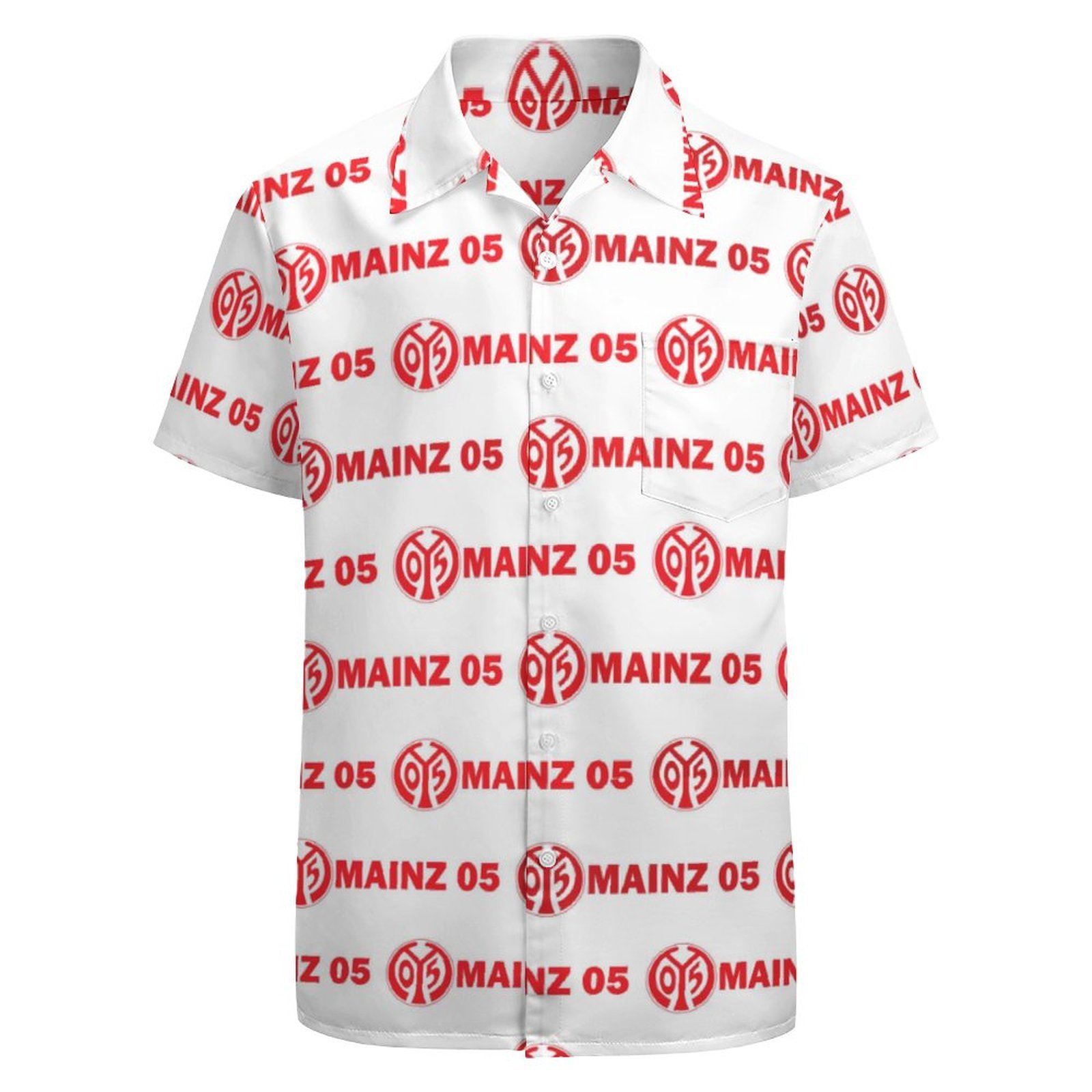 Mainz 05 Kurzärmelige Herrenhemden, Passform Sommer Kurzarm Casual Button-Down Hemden Mainz 05 Kurzärmelige Herrenhemden, Passform Sommer Kurzarm Casual Button-Down Hemden