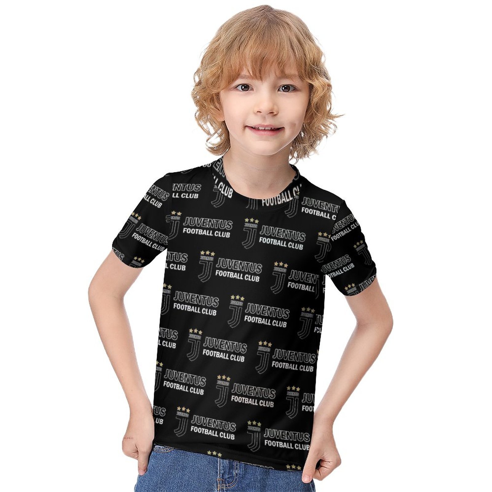 Juventus FC Jungen Mädchen Kurzarm 3D-Druck T-Shirt Rundhals-Sommerhemd Tops Juventus FC Jungen Mädchen Kurzarm 3D-Druck T-Shirt Rundhals-Sommerhemd Tops