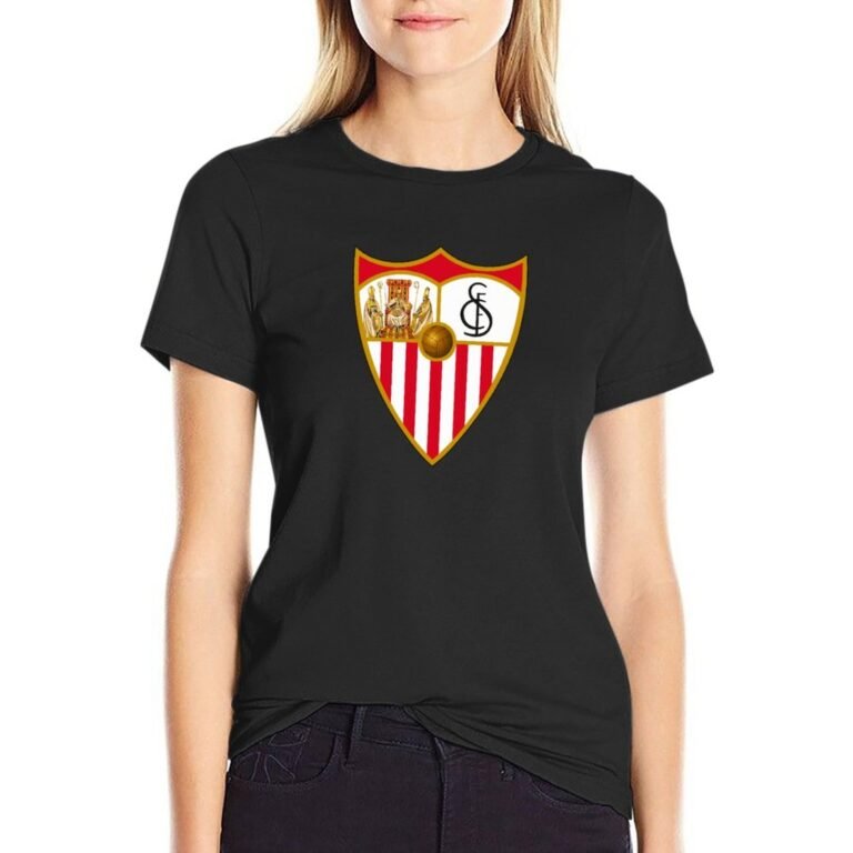 Sevilla FC Damen Kurzarm Rundhals T-Shirt Casual Sommer Tops