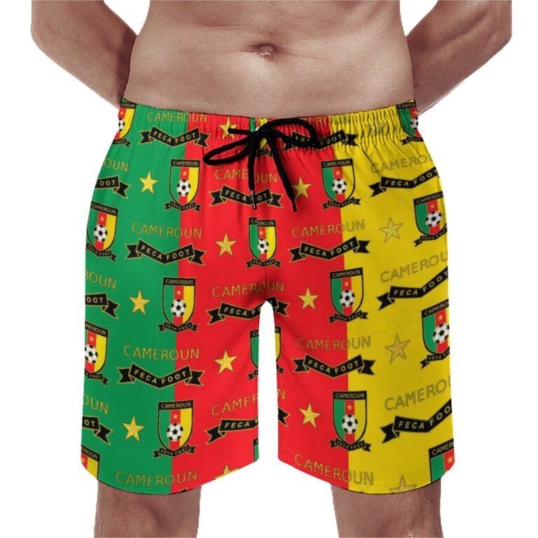 Kamerun Herren Badehose Schnelltrocknende Strandshorts Mit Tasche Kordelzug Shorts