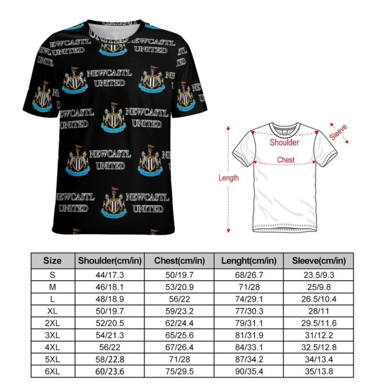 Newcastle United Unisex 3D Vollständig Druck Kurzarm T-Shirts Beiläufige Tee Tops