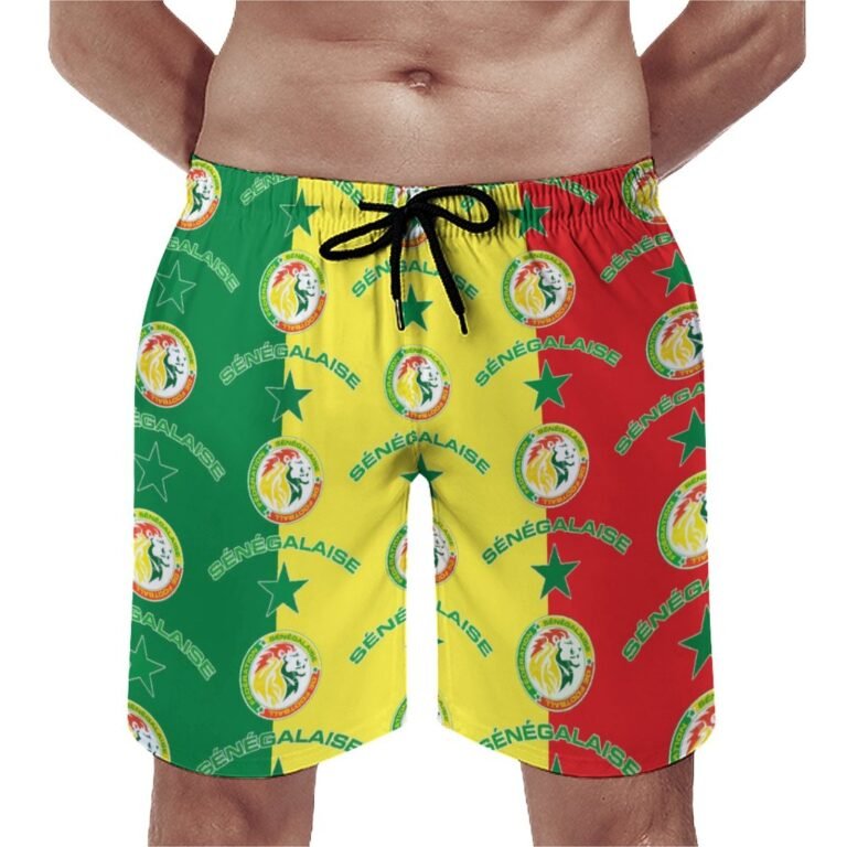 Senegal Herren Badehose Schnelltrocknende Strandshorts Mit Tasche Kordelzug Shorts