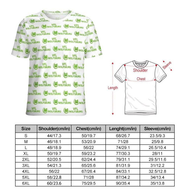 VfL Wolfsburg Unisex 3D Vollständig Druck Kurzarm T-Shirts Beiläufige Tee Tops