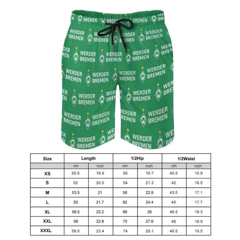 Werder Bremen Herren Badehose Schnelltrocknende Strandshorts Mit Tasche Kordelzug Shorts