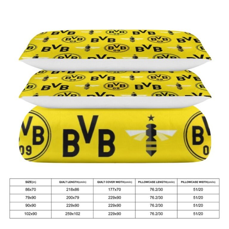 Borussia Dortmund Bettwäscheset 3 Stück Kinder Erwachsene Steppdeckenbezug Steppdeckenbezug Multi Size Laken Set