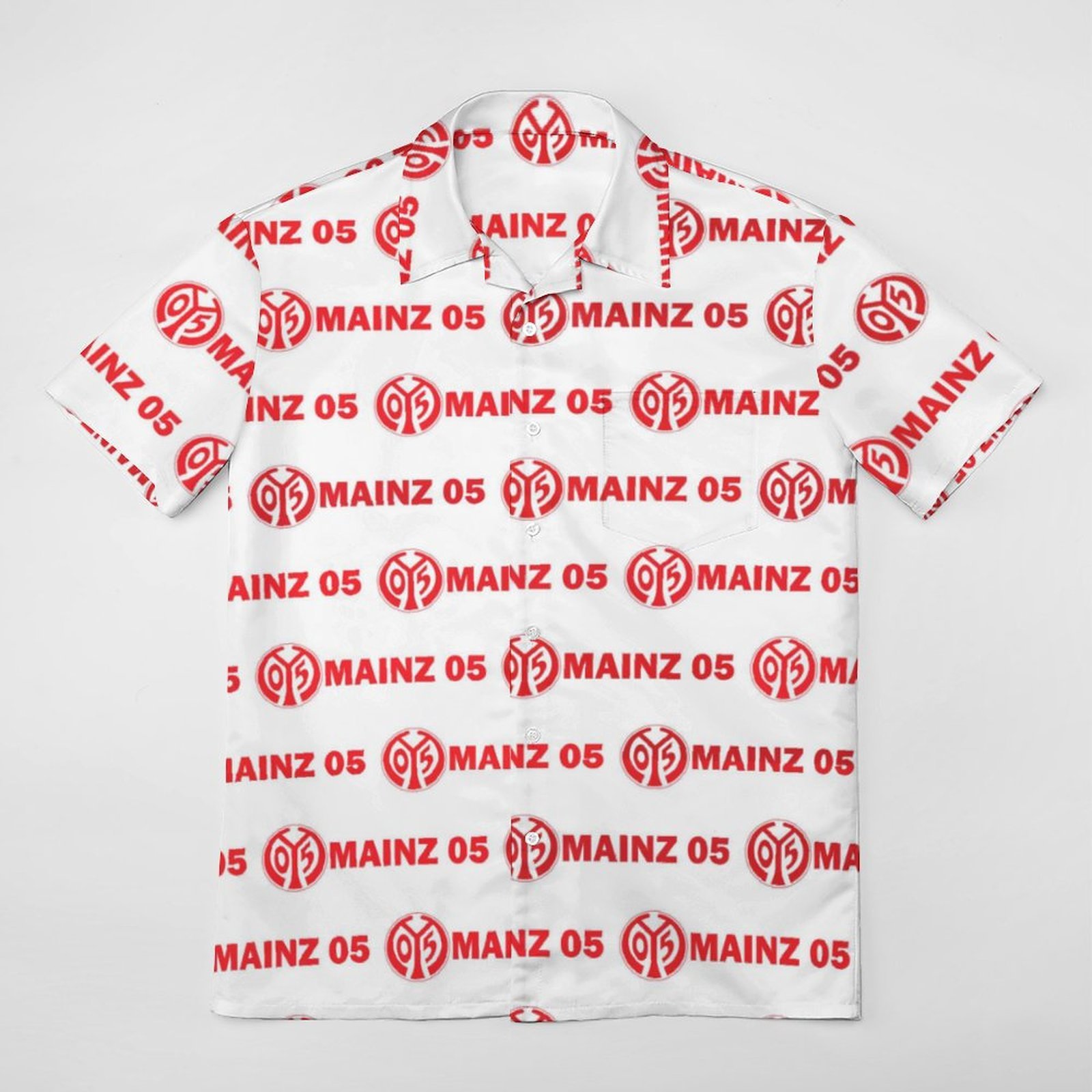 Mainz 05 Kurzärmelige Herrenhemden, Passform Sommer Kurzarm Casual Button-Down Hemden Mainz 05 Kurzärmelige Herrenhemden, Passform Sommer Kurzarm Casual Button-Down Hemden