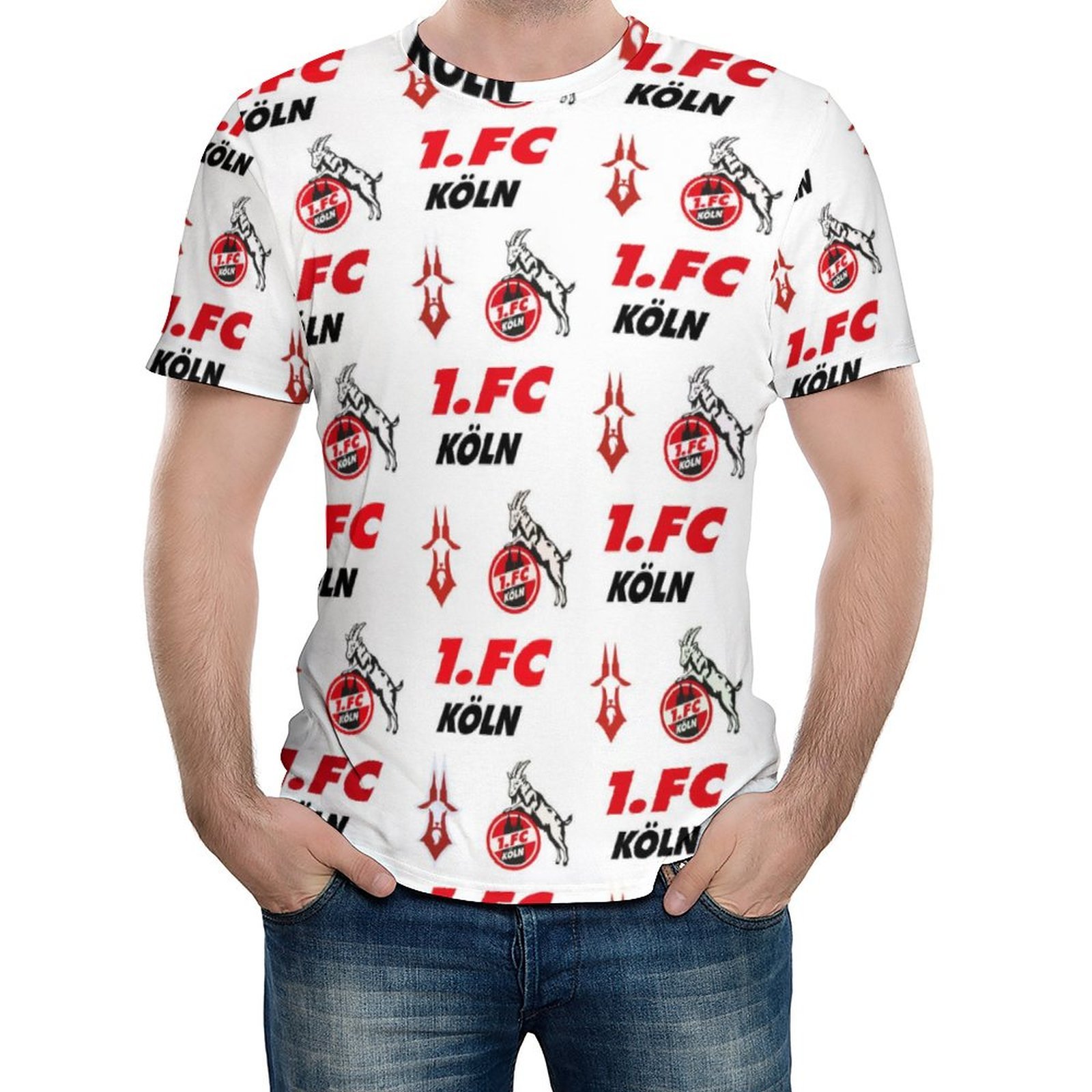 FC Köln 3D Vollständig Druck Kurzarm T-Shirts Beiläufige Tee Tops FC Köln 3D Vollständig Druck Kurzarm T-Shirts Beiläufige Tee Tops