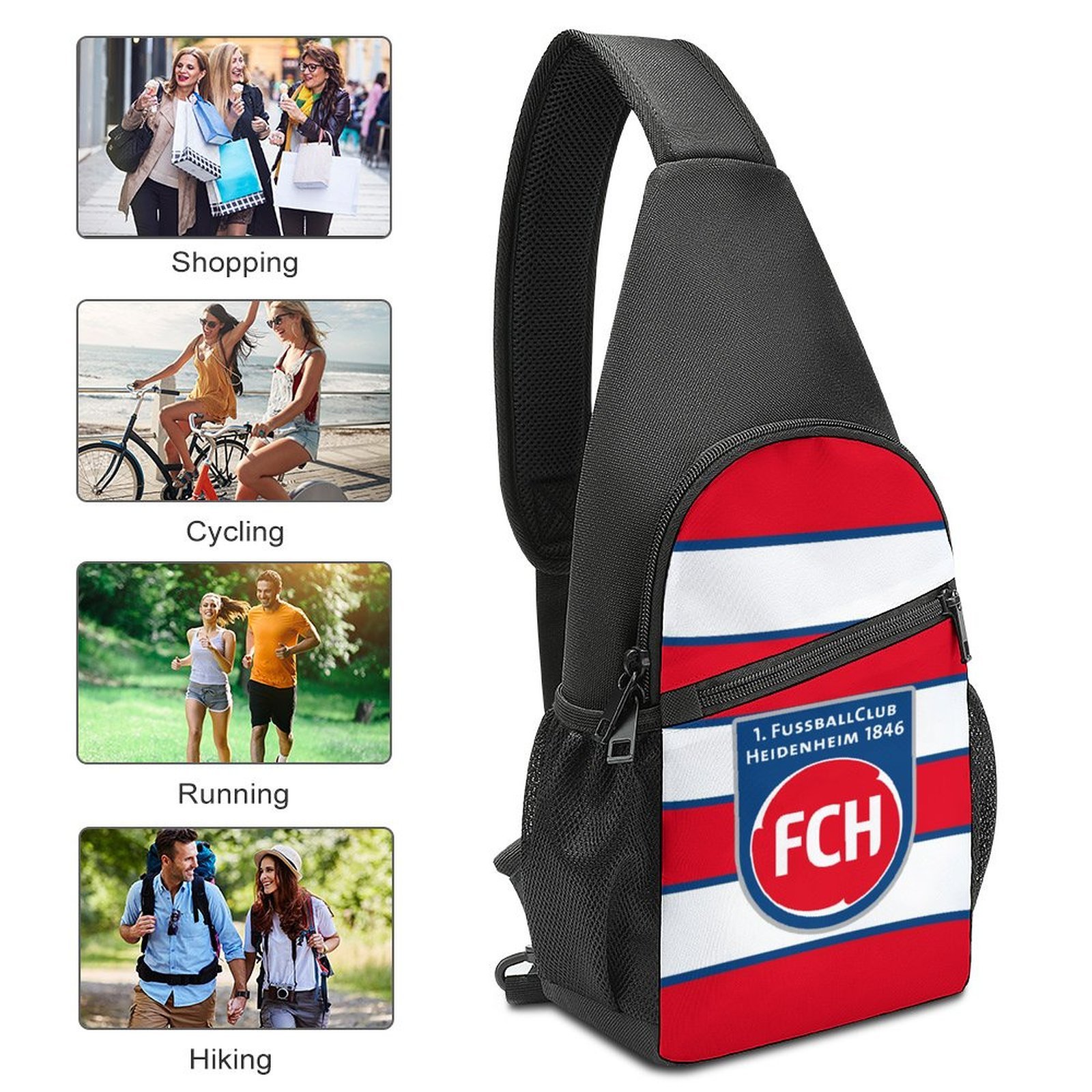FC Heidenheim Crossbody Backpack Leichte Umhängetaschen Sling-Rucksack FC Heidenheim Crossbody Backpack Leichte Umhängetaschen Sling-Rucksack