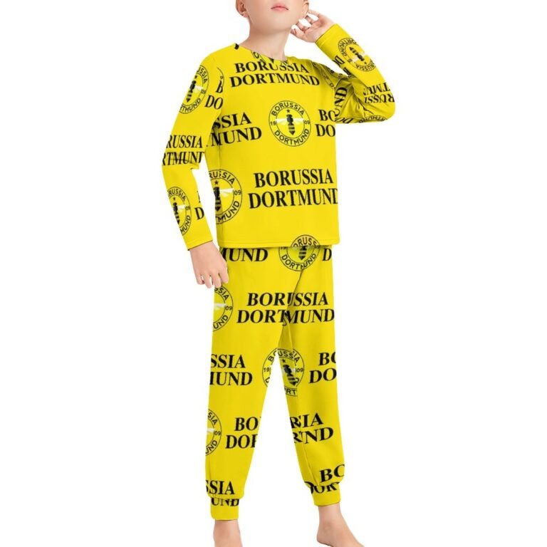 Borussia Dortmund Langarm Pyjama-Set Schlafanzüge Kinder Baumwolle Nachtwäsche Für Mädchen Jungen