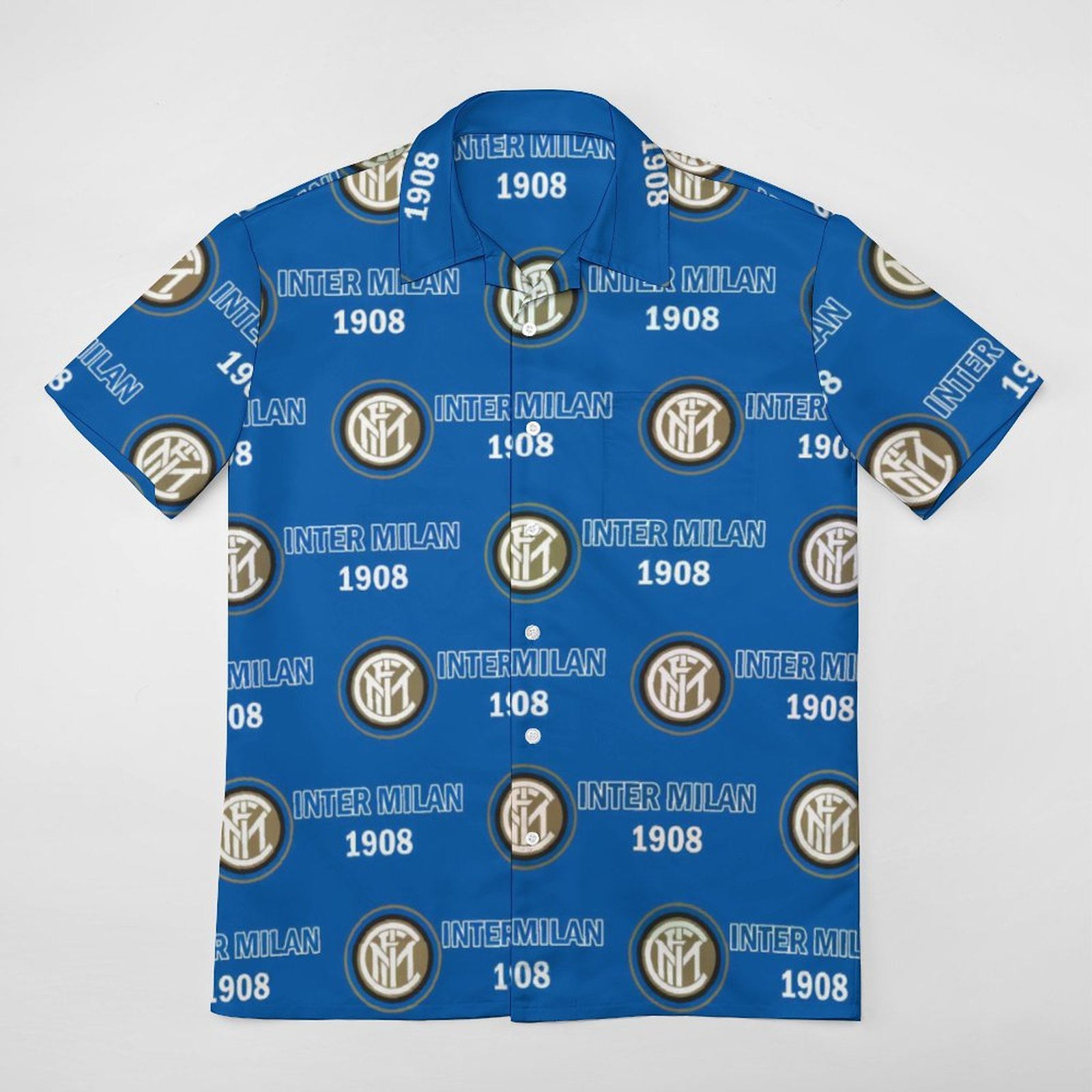 Inter Mailand Kurzärmelige Herrenhemden, Passform Sommer Kurzarm Casual Button-Down Hemden Inter Mailand Kurzärmelige Herrenhemden, Passform Sommer Kurzarm Casual Button-Down Hemden