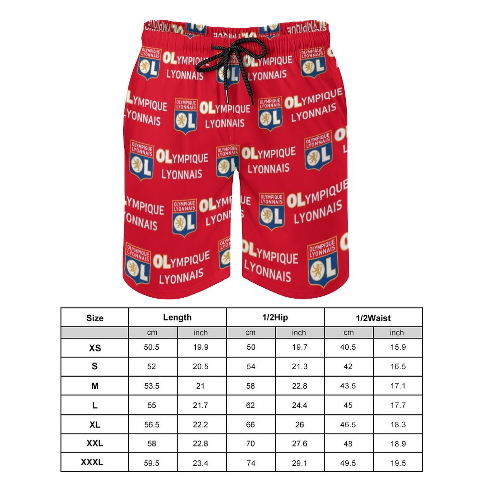 Olympique Lyonnais Herren Badehose Schnelltrocknende Strandshorts Mit Tasche Kordelzug Shorts Olympique Lyonnais Herren Badehose Schnelltrocknende Strandshorts Mit Tasche Kordelzug Shorts