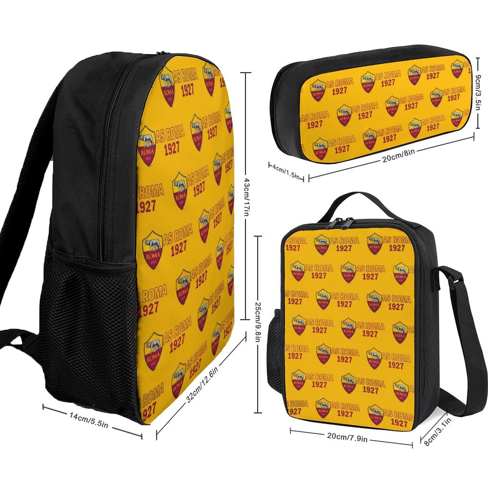 AS Rom Student Schulranzen Lunchbag Stifttasche Kombination AS Rom Student Schulranzen Lunchbag Stifttasche Kombination