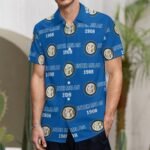 Inter Mailand Kurzärmelige Herrenhemden, Passform Sommer Kurzarm Casual Button-Down Hemden