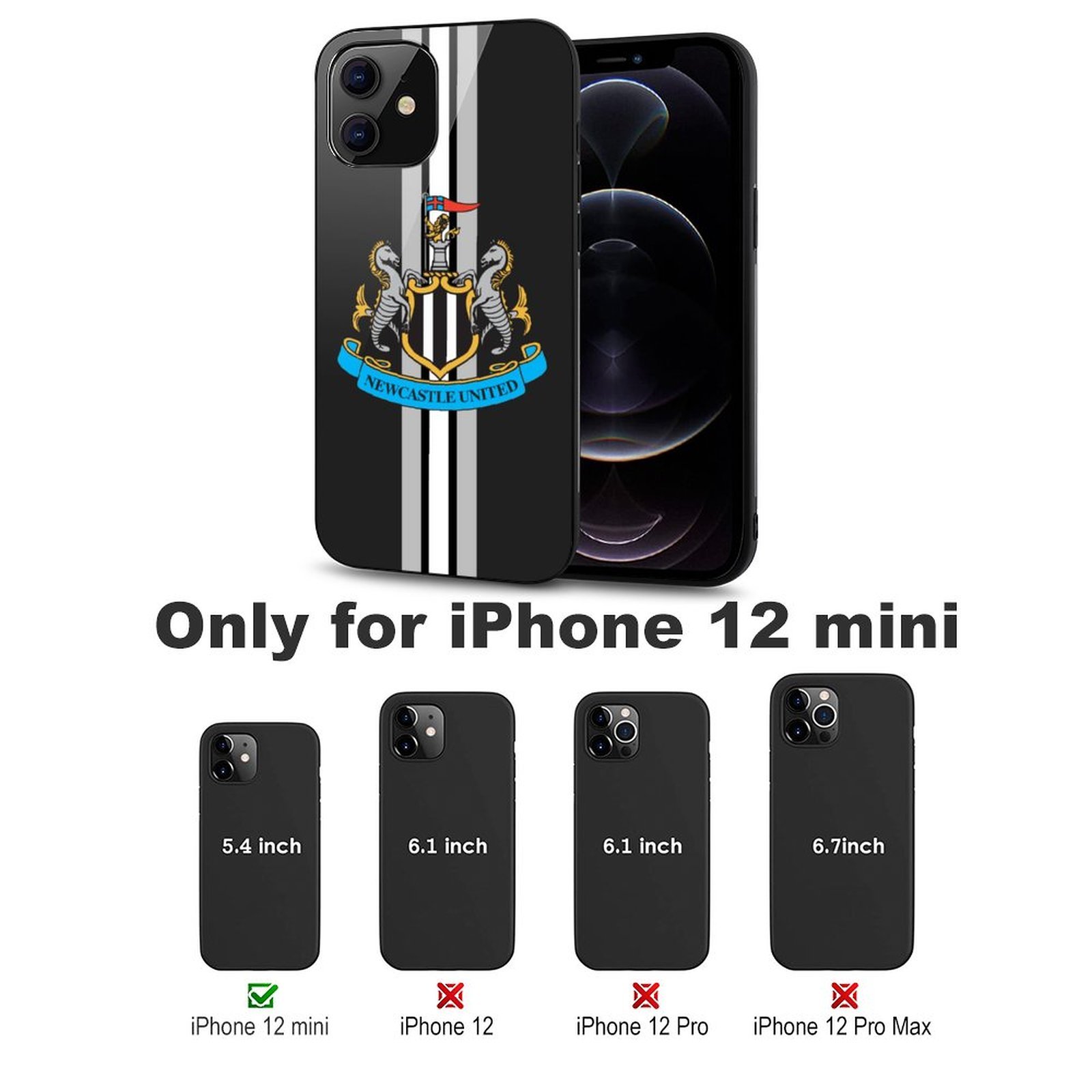 Newcastle United Stoßfest Glaskasten Handyhüllen & Cover Für IPhone 12 Newcastle United Stoßfest Glaskasten Handyhüllen & Cover Für IPhone 12
