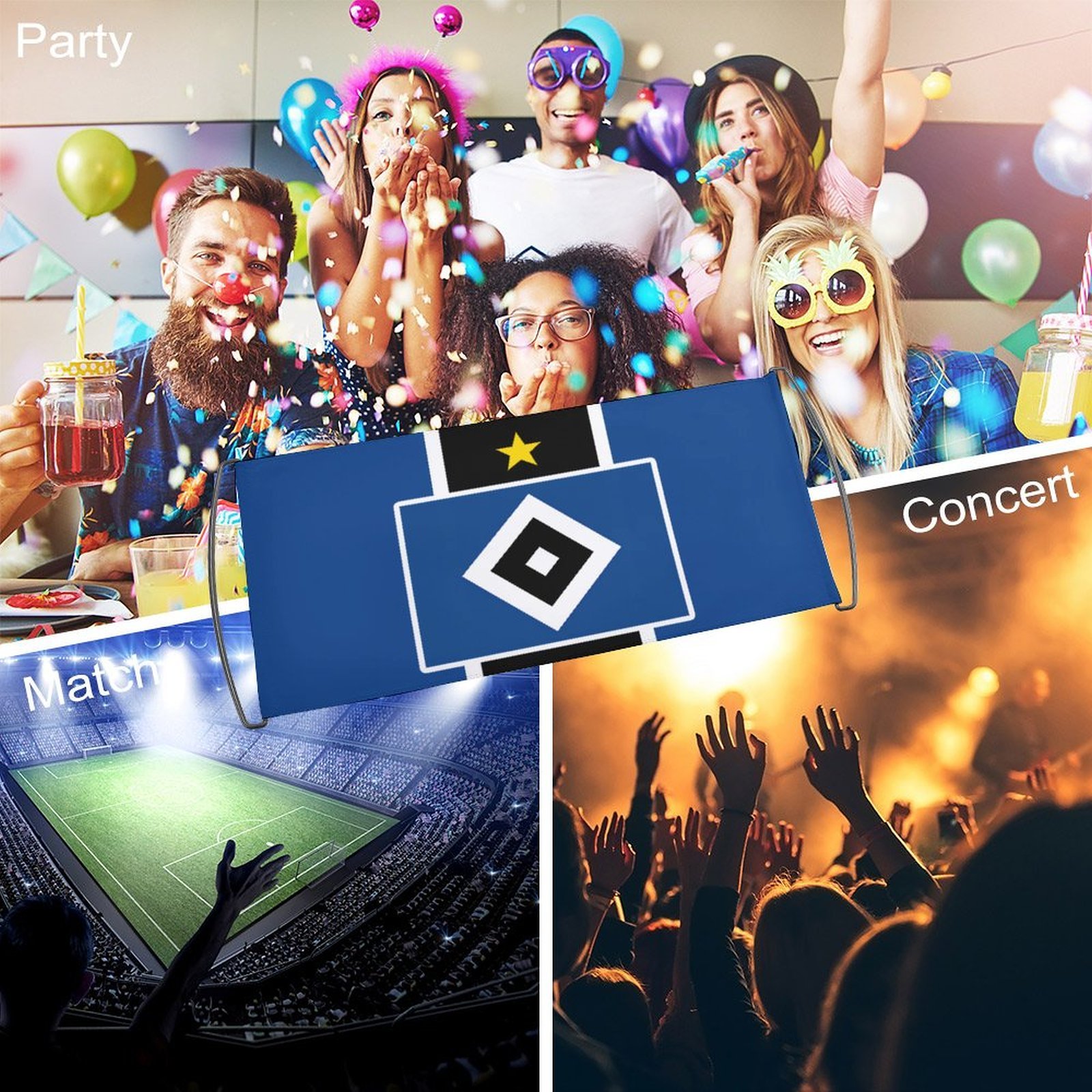 Hamburger SV Transparente Beim Fußballspiel, Fans Schwenken Fahnen Hamburger SV Transparente Beim Fußballspiel, Fans Schwenken Fahnen